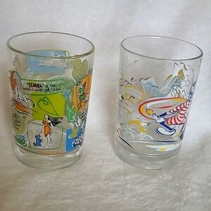 Disney world glasses 100 year and a 25 year anniversary set of 2